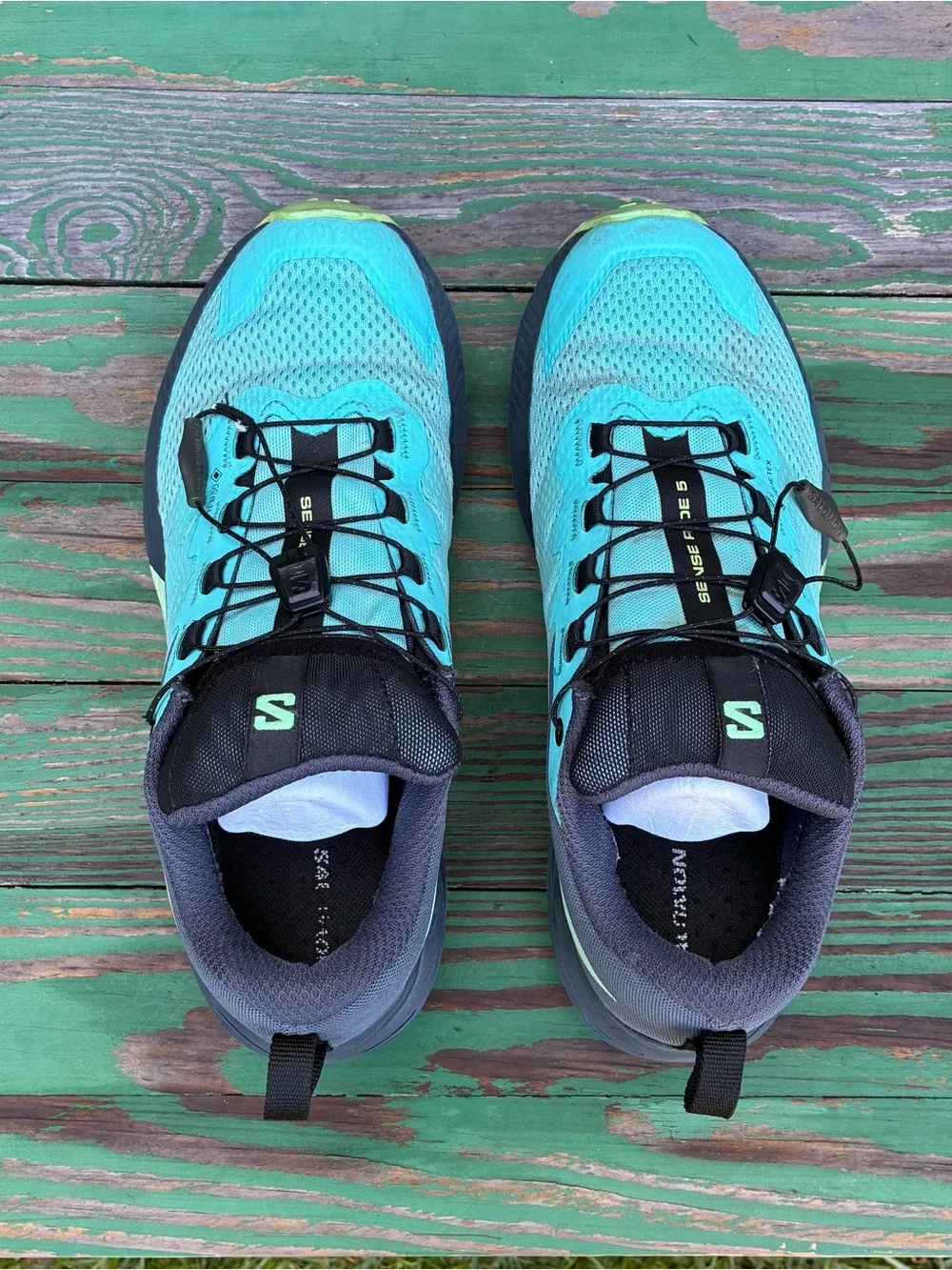 Salomon Womens Sense Ride 5 GTX Sneakers Sz 8 Trail Running Shoes Turquoise